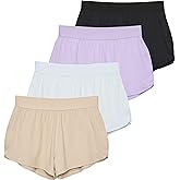 Real Essentials 4 Pack: Girls' Running Athletic Shorts for Teens Youth Basketball Soccer Volleyball Gym Sports