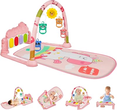 Aomig Baby Play Mat Piano Gym with Music Lights Detachable Toys 76 x 56 cm