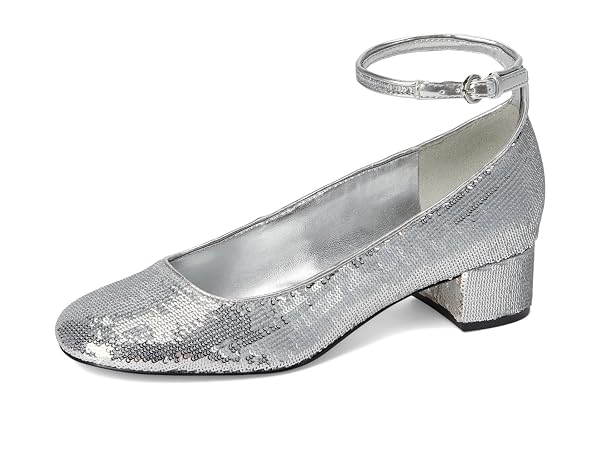 NINE WEST WOMENS AMAIZE SILVER SEQUIN 9.5 MEDIUM