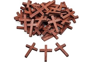 Genie Crafts 50 Pack Bulk Small Cross Set for Crafts, Wooden Cross Charms for Christian Baptism, Easter, First Communion, Rosary (1 x 2 In)