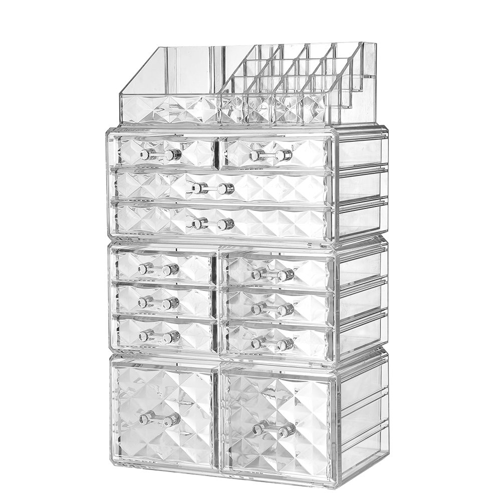 Zhiai Acrylic Jewelry Makeup Drawer Organizer Diamond Pattern