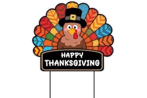 GPGHE Thanksgiving Decorations Outdoor - Metal Turkey Yard Stakes Happy Thanksgiving Fall Harvest Thanksgiving Yard Stakes Welcome Sign for Garden Patio Lawn Yard Fall Autumn Outdoor Decor 23.62×13.78 Inch