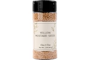 Olive & Vine Yellow Mustard Seeds, Tangy Flavor, For Pickling & Cooking, Rich Tradition, Authentic Taste, For Global Recipes (2.99 Ounce)