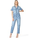 Lana Roux Womens Aviator Utility Denim Jumpsuit