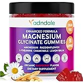 Adndale 90CT Magnesium Glycinate Gummies. Sugar Free Chews for Adults & Kids. Raspberry Flavour