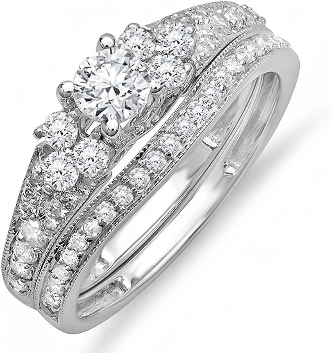 DazzlingRock Collection 14k Or Blanc Rond IJ Diamant Blanc