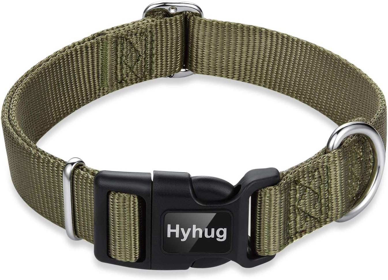 Hyhug Design Classic Basic Nylon Dog Collar, Can Install Dog Tag (Small, Military Green) - Image 5