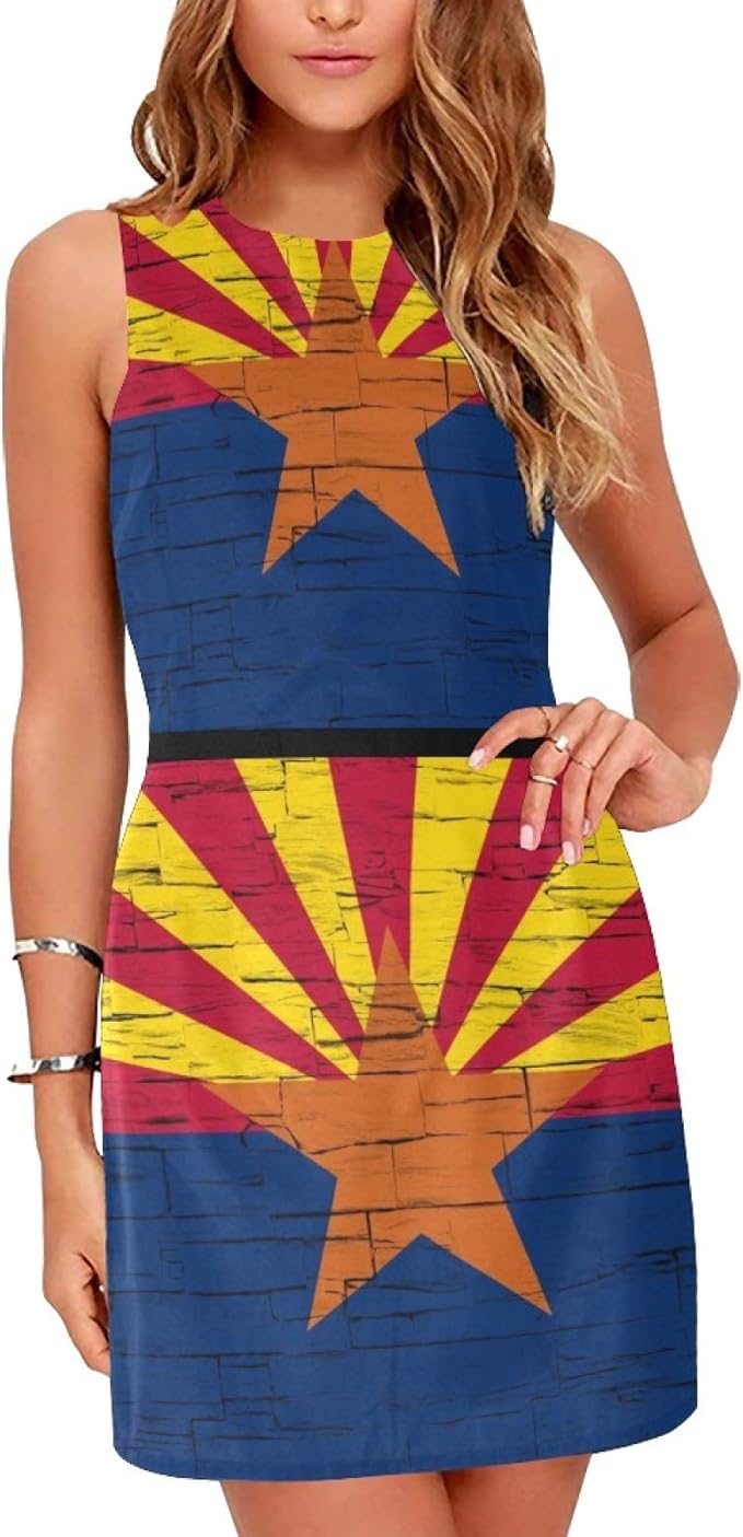 Arizona State Flag Women's Sleeveless Dress at Amazon Women’s Clothing store