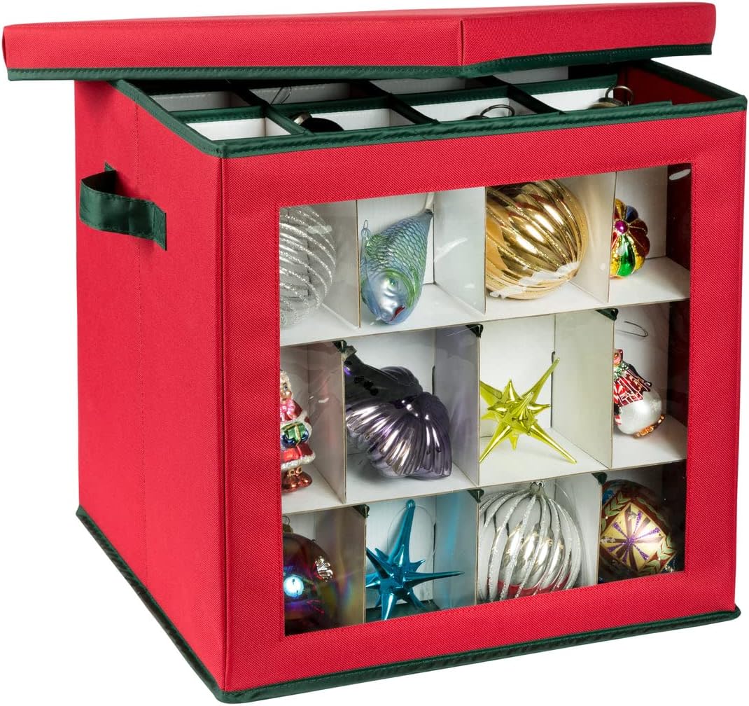 Holiday Décor Storage - Honey-Can-Do 48-Ornament Storage Box, Red SFT-08360 Red