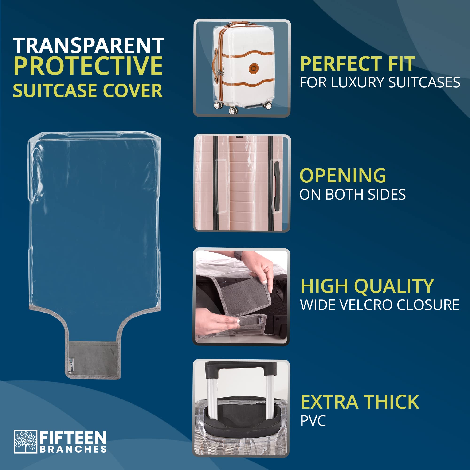 Premium Clear Suitcase Covers | TSA Approved | Handle Openings on L&R | 28in Luggage Protector
