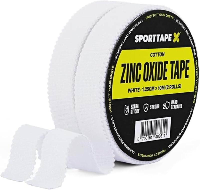 SPORTTAPE 2 Rolls Zinc Oxide Finger Tape 1.25cm White 20m Sports Tape