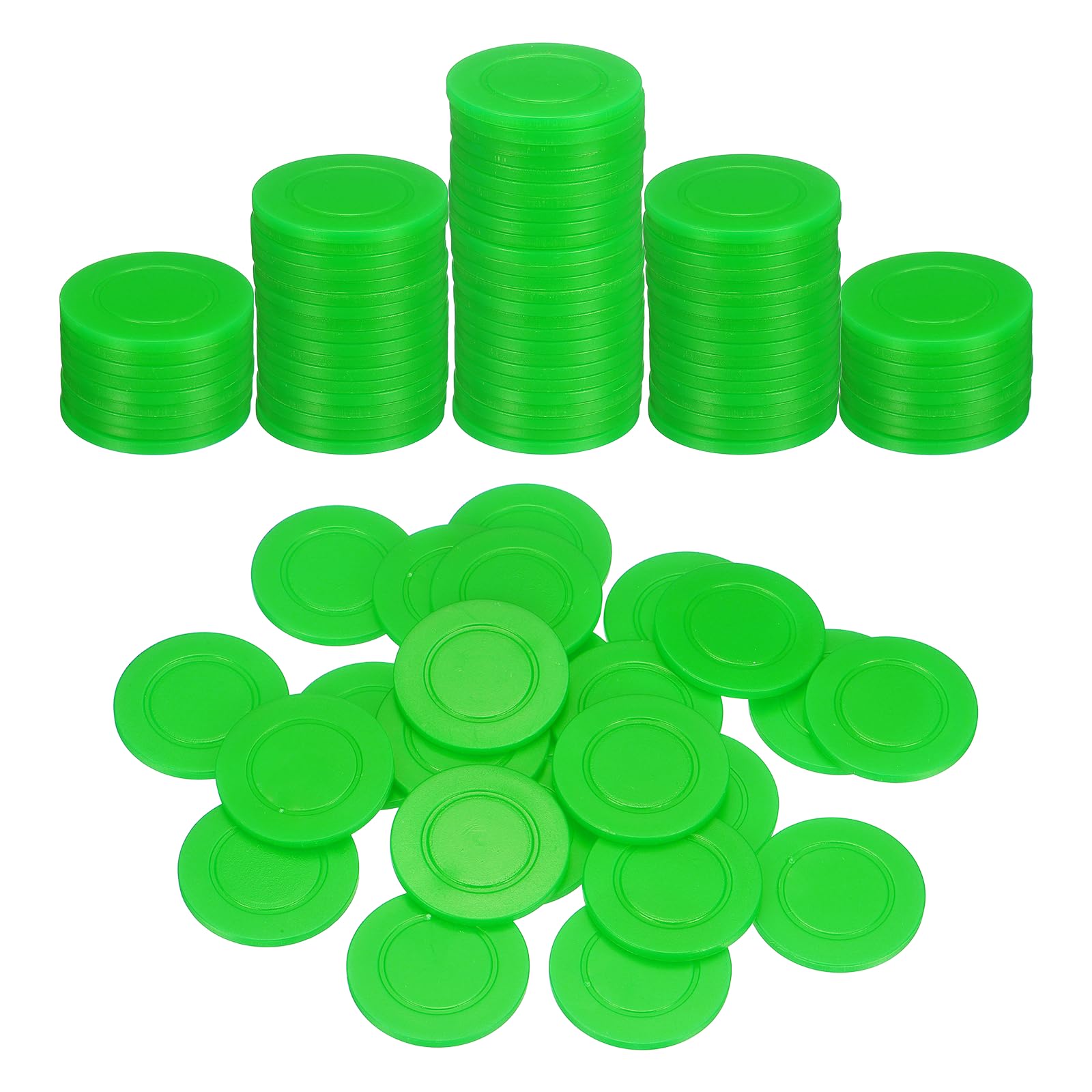 sourcing map 100Pcs 1.5 Inch Plastic Poker Chips, Mini Bingo Chips Learning Counters Counting Counters Disks Markers Opaque Game Tokens for Game Play Math Counting, Green — image 1