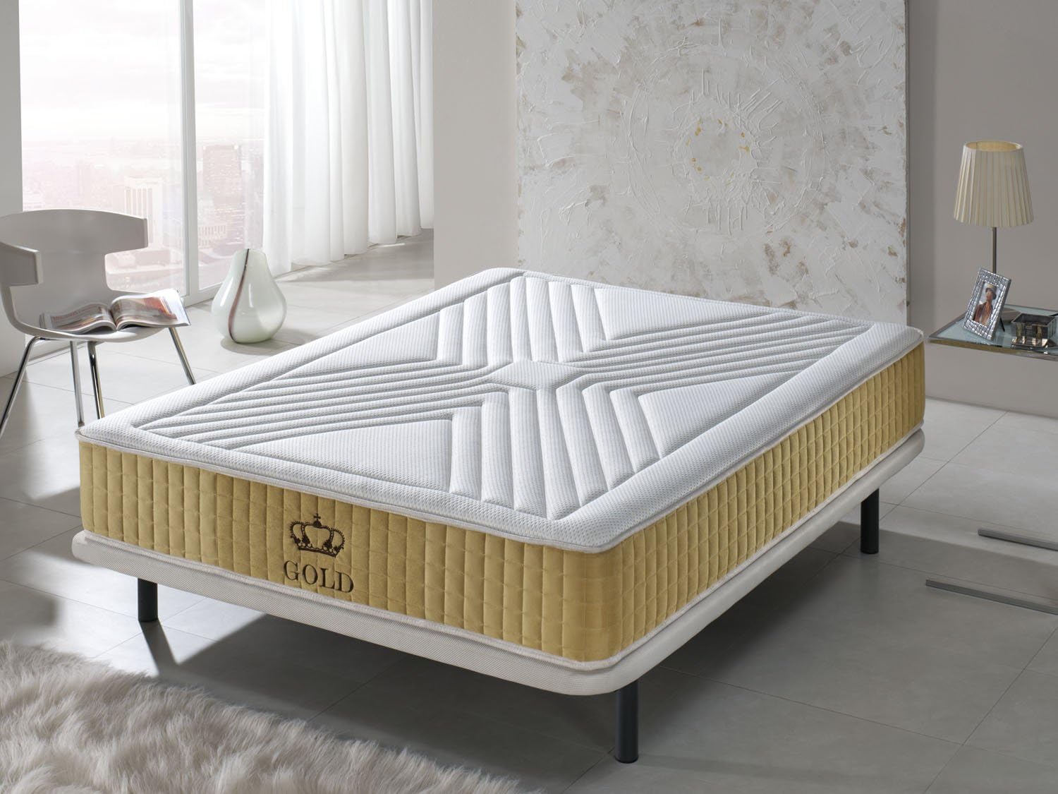 SIMPUR RELAX | Luxury Gold-threaded 11-Zone Memory Mattress Depth 25 cm | 135X190 cm KING | Soft touch sleeping surface| Orthopaedic | High Quality Side-stitched border | Balanced Sleep Temperature