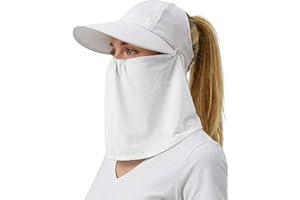 AlturaGo Outdoor Wide Brim Sun Hat Visor for Women, Detachable Face & Neck Cover, Hiking Gardening UPF 50+, Ponytail Friendly