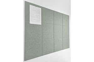 DECORITA Large Cork Board Alternative - 47"x35" 12 Pack Felt Wall Tiles with Safe Removable Adhesive Tabs, Cork Boards for Walls Pin Board Tack Board Cork Board 48 x 36 for Home Office - Sage