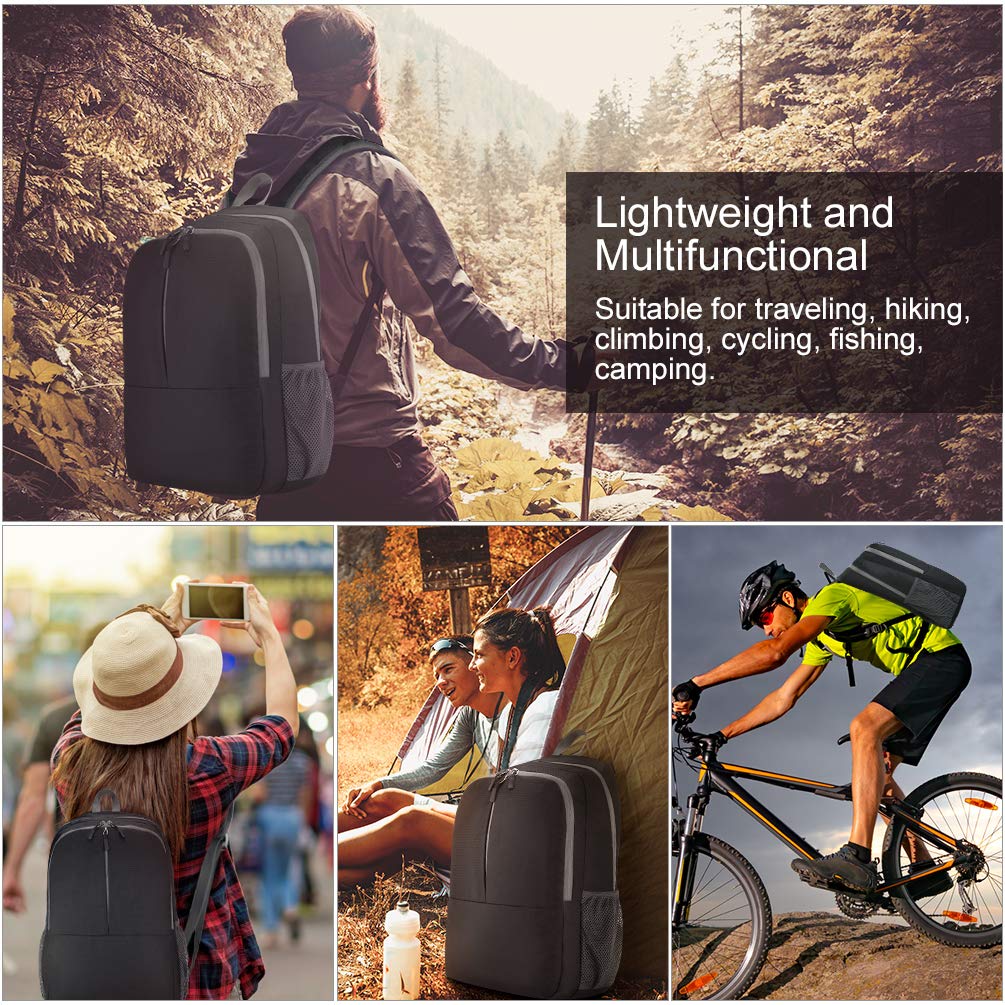 Sac a Dos Pliable Petit 25L Sac de Sport étanche Voyage Camping Randonnée Fitness (Noir) (Noir)