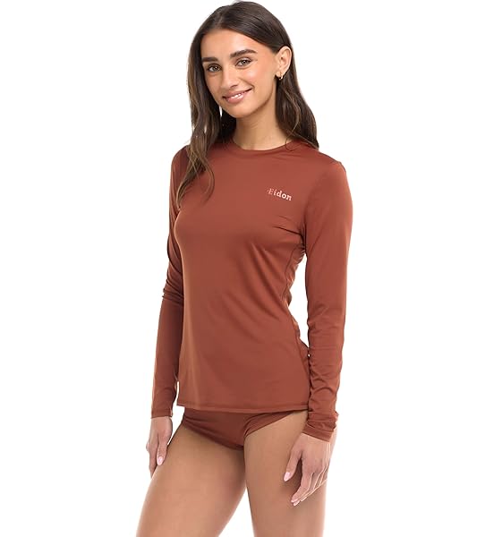 PHANTOM AQUATICS CLOTHING WOMEN’S STANDARD COZY HONEY LONG SLEEVE RASHGUARD 50+ UV PROTECTION SKIN GUARD, MOCHA