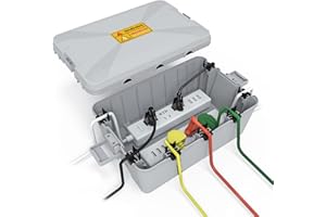 Safewayfire Outdoor Electrical Box Waterproof, Outdoor Extension Cord Cover Box, IP54 Level Waterproof Connection Box, Protect Power Strip, Outlet, Socket, Plug, Timer, Holiday Light Decoration, Gray