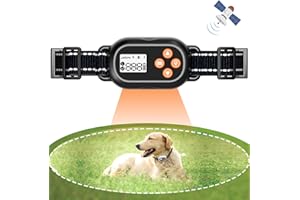 HEJOHJY® Wireless Dog Fence - GPS Dog Collar, IPX7 Waterproof/Rechargeable Collar, Beep/Vibration/Shock Correction 3 Modes, Invisible Fence for Medium and Large Dogs (Black)