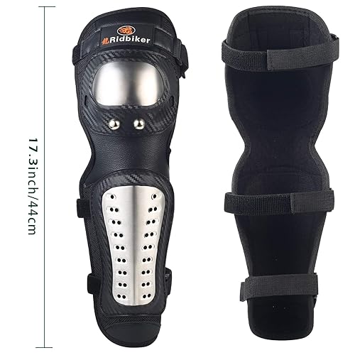 Knee Pads, 2 Pcs Stainless Steel Motorcycle Motocross ATV Adults Knee Pads Shin Guard Protective Armor Set