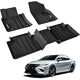 LASFIT Floor Mats for Toyota Camry 2024-2018 FWD Only (Not Fit Hybrid or AWD), All Weather Custom Fit Floor Liner for Camry L/LE/SE/TRD/XLE/XSE Front & Rear 2 Row Car Mats, Black