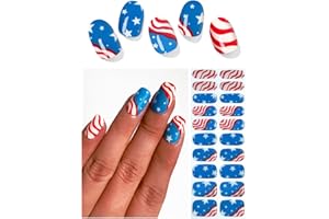 WAHRSHEI Semi Cured Gel Nail Strips | Blue Star 20pcs Semi Cured Gel Nails Sticker | Gel Nail Wraps UV for Home Nails DIY