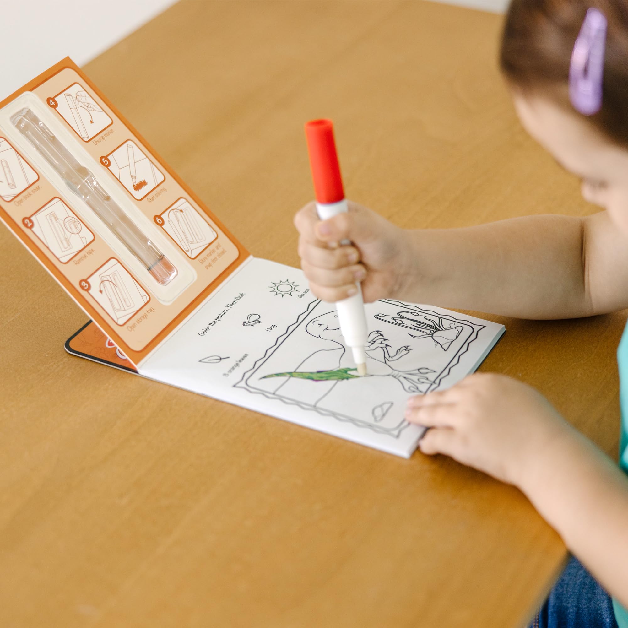 Melissa & Doug On The Go ColorBlast! Travel Activity Book with No-Mess Marker - Dinosaur - FSC Certified