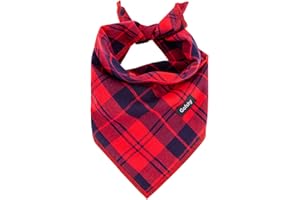 Gofshy Christmas Dog Bandana XLarge-Dog Scarf Vibrant Color Red Black Plaid Printing Adjustable Bib Handkerchief Accessories for Large Dogs (XL)