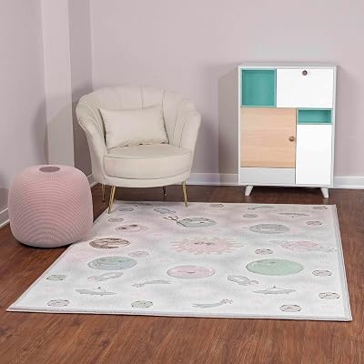Livabliss Galaxy Kids Rug 80x150 cm Grey Pink Blue for Bedroom Playroom