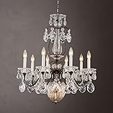 SHEKAITAO Vintage Crystal Chandeliers for Dining Room, 8-Light Brown Classic Candle Chandelier Pendant Ceiling Light Fixture 