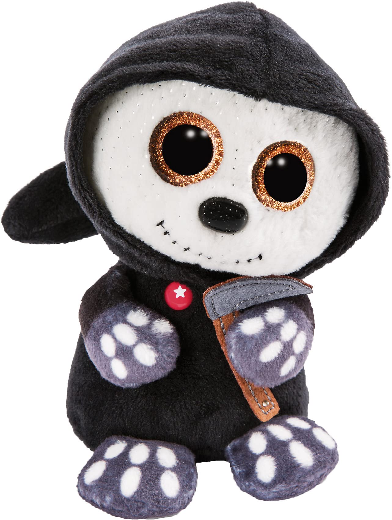 NICI 47549 Original – Glubschis Halloween Grim Reaper Sanito 25 cm-Cuddly Toy with Big, Glittery Eyes-Fluffy Stuffed Animal, Black/White