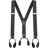 Buyless Fashion Butten End Suspenders for Men - 48" Adjustable Straps 1 1/4" - Y Shape