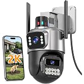 GUOANVISION 6MP Dual Lens Security Camera Outdoor for Home, 5G/2.4G WiFi | 130&deg; Wide View + Pan/Tilt Camera, Auto Tracking, Color Night Vision, 2-Way Audio, IP66 Waterproof, SD/Cloud, Plug-in Power