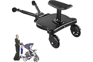 FODMANTAKIN 2024 New-Universal Stroller Board with Detachable Seat, 2in1 Sit and Stand Stroller Glider Board for Most Strollers, Holds Children Up to 55 LBs Stroller Standing Board (Black)