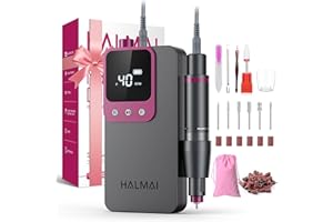 HALMAI Electric Nail Drill Professional, Portable Nail File for Acrylic Gel Nails, Cordless Rechargeable Ultra Power Nail Drill Kit 40000RPM, HMC320 Salon-Grade Efile Nail Machine (Dark Grey)