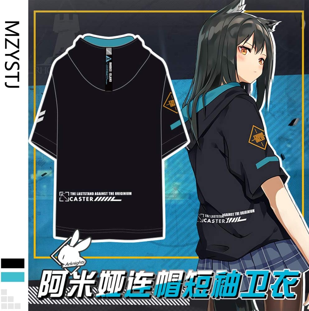 Amazon Co Jp Mzystj Arknights Amiya Short Sleeve Hoodie Cosplay Costume Unisex Spring And Summer Clothes Hoodie M Hobby