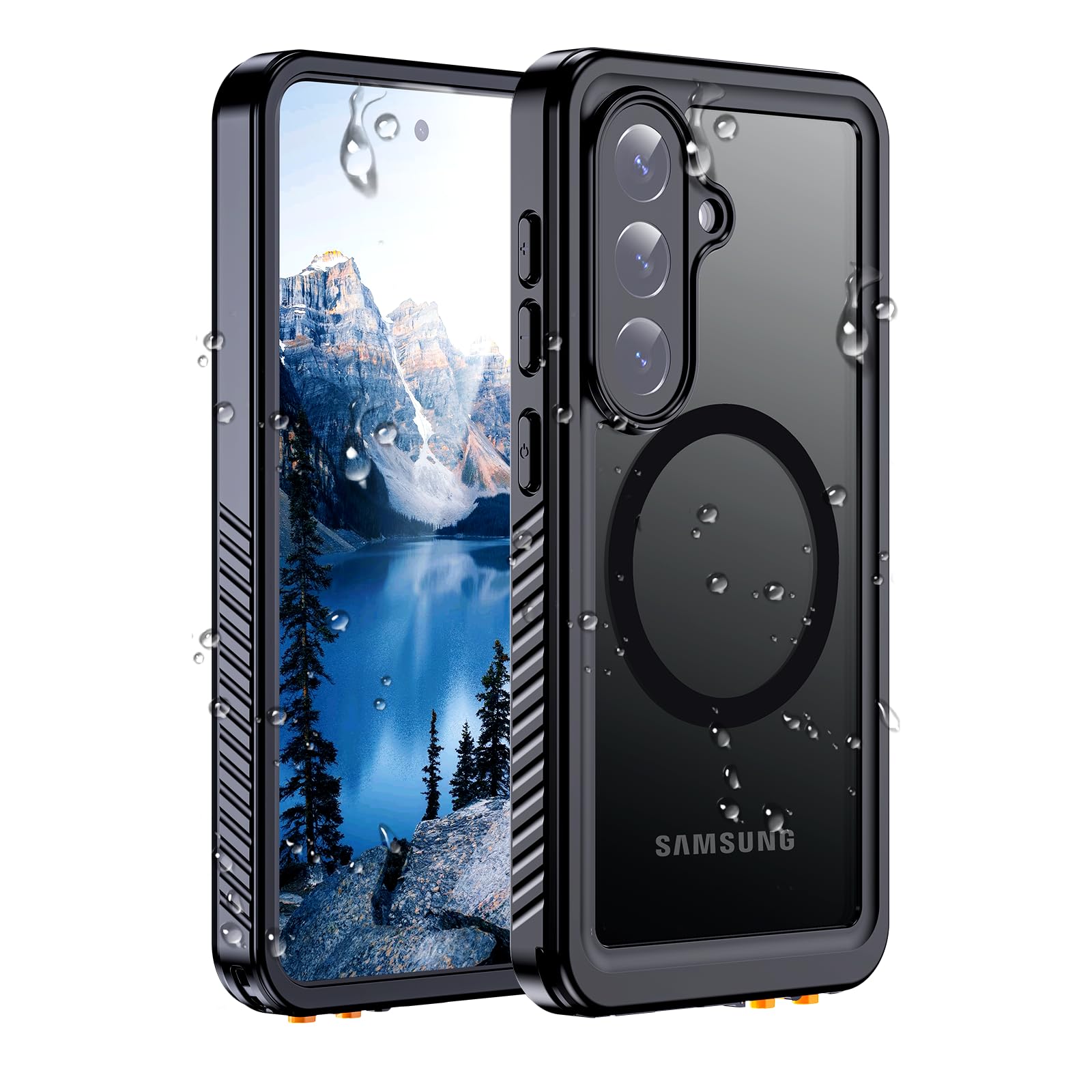 Hualele for Samsung Galaxy S26 Case Waterproof, Compatible with MagSafe, Built in Lens & Screen Protector Rugged Full Body Military Grade Drop Protection IP68 Underwater Cover for Galaxy S26 5G Black