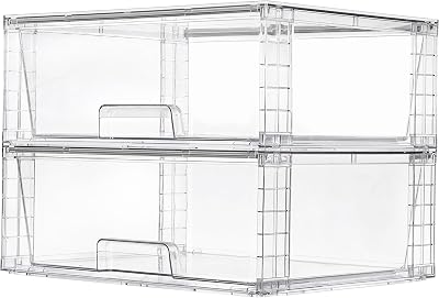 Vtopmart Set of 2 Stackable Storage Drawers Clear Acrylic Organiser