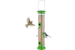 TrampgiK Bird Feeders Premium Hard Plastic for Wild Bird Feeder for Outdoors Hanging,Humming Bird Feeder,14 Inch 6 Port Lawn,Pack of 1