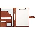 Clipboard Folder Padfolio, Mymazn Writing Portfolio Faux Leather Clipboards with Cover for Legal Pad Holder Letter Size A4 8.5 x 11 for Business Conference Notepad Clip Boards Brown