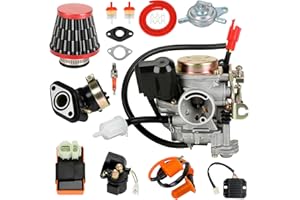 EOPOAYI GY6 50cc Carburetor Ignition Coil Voltage Regulator Rectifier Solenoid Relay CDI Kit Compatible with Taotao 50 49cc ATM50 Pony VIP Scooter Moped Chinese 4-Stroke 139QMB Roketa Jonway Parts