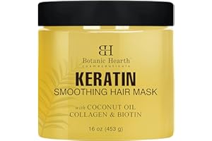 Botanic Hearth Keratin Hair Mask | Biotin, Collagen & Coconut Oil | For Dry Damaged Treated Hair | Restore, Repair, Smoothing