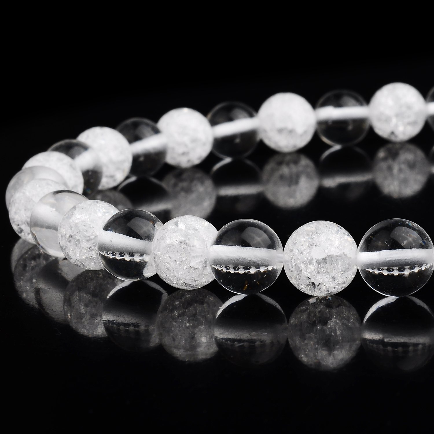 RUBYCA Natural AAA Grade Quartz Crystal Mix Round Translucent Crackle Jewellery Making (1 strand 10mm)