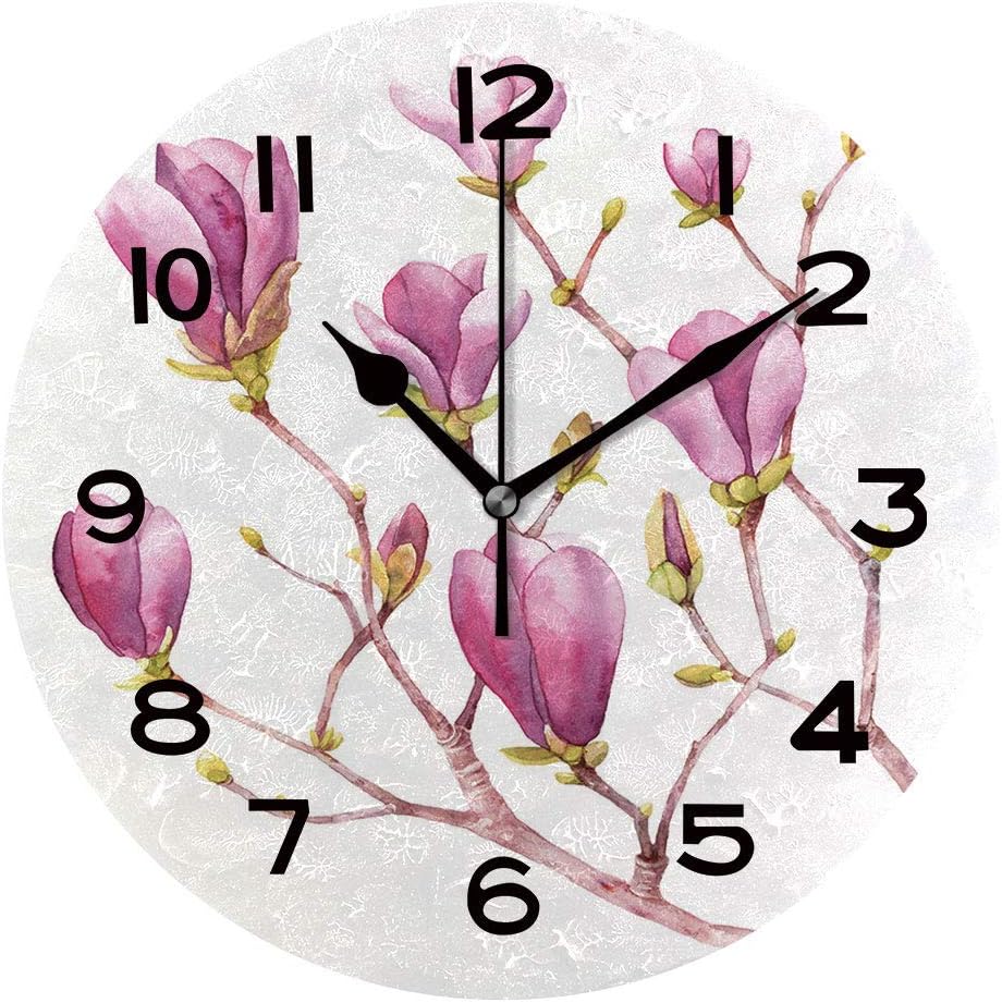 AmaUncle Frameless Decorative Clock Magnolia Tree in