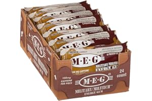 MEG (Military Energy Gum) - Cinnamon | Enhance Your Physical Performance with 100mg of Caffeine Per Piece, Ultimate Energy Boost for Workouts, Alternative to Energy Drinks | Pack of 24