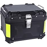 Kosoley Motorcycle Top Case 45L Trunk Tail Box Bag Aluminum alloy handle with Leather Lining Anti-Theft with Lock &amp; Back Cushion Waterproof Dustproof Easy Installation with Universal Bracket Black
