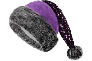 Phyxin Santa Hat Adults, Sequin Christmas Hat for Women Men, Sparkly Xmas Hat Perfect for Holiday Parties