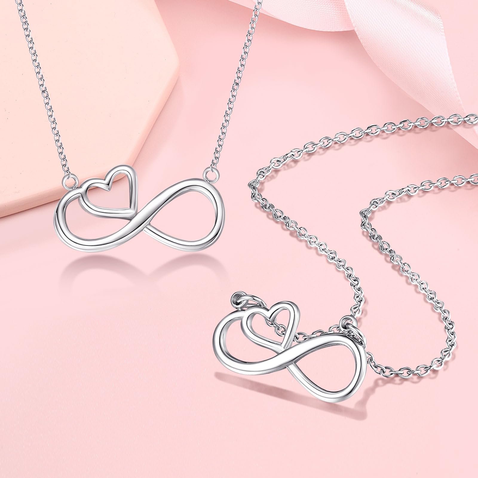 UNGENT THEM Infinity Heart Necklace for 13 16 18 Year Old Birthday Girls, Birthday Present for Daughter Granddaughter Friends