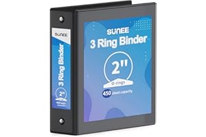 SUNEE 3 Ring Binder 2 Inch 1 Pack, Clear View Binder Three Ring PVC-Free (Fit 8.5x11 Inches) for School or Office Supplies, Black