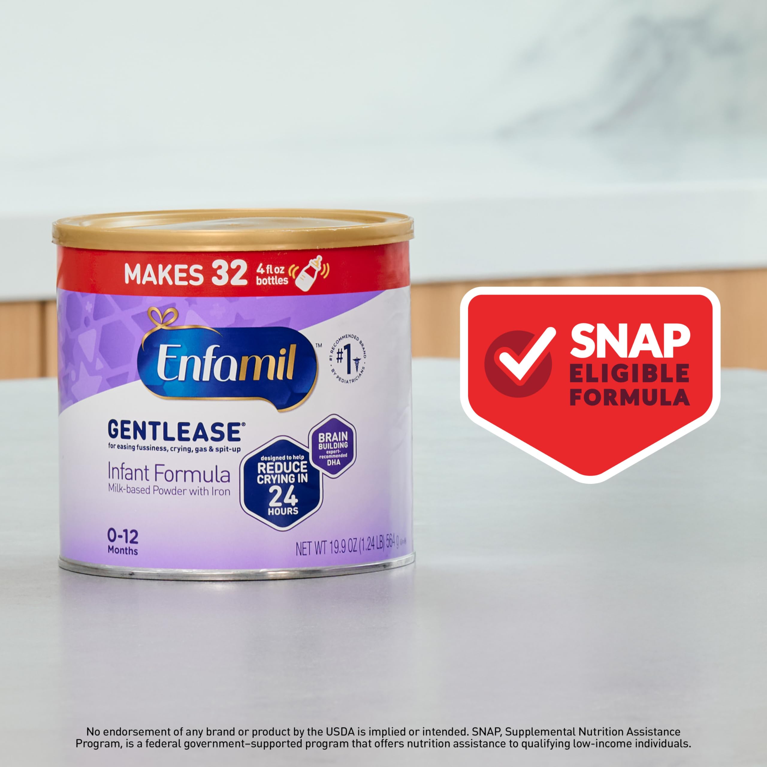 Enfamil Gentlease Baby Formula, Reduces Fussiness, Gas, Crying and Spit-up in 24 hours, DHA & Choline to support Brain development, Value Powder Can, 19.9 Oz
